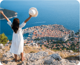 Woman in Italy on holiday watching the view after vision correction